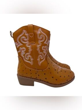 Pawz brown western cowgirl embroidered boots zip close girls size 2 new with tag